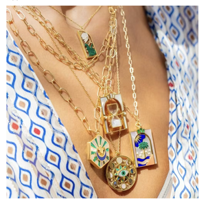 Vintage <span class=keywords><strong>Tarot</strong></span> Grote Vierkante Kaart Hanger Ketting Hart Oog Ketting Zon Maan Sterren - Product Image 1