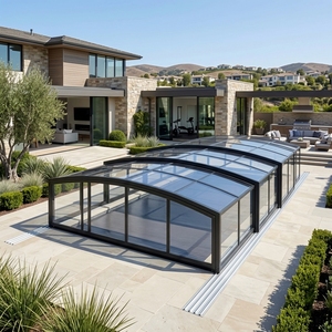 Couverture de <span class=keywords><strong>piscine</strong></span> en polycarbonate multifonctionnelle personnalisée enceinte de <span class=keywords><strong>piscine</strong></span> pliante rétractable pour villas hôtels toit <span class=keywords><strong>plat</strong></span> - Product Image 1