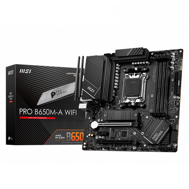 MSI PRO B650M-A WIFI M-ATX Gaming Motherboard Support AMD AM5 Socket Ryzen7000 Series Desktop Processors