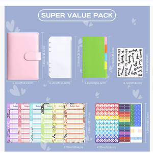 Organizzatore in pelle a 6 anelli con raccoglitore di Budget in contanti con pianificatore senza debiti - Product Image 6