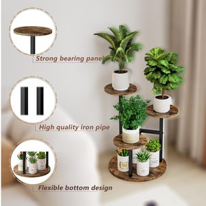 Multi Tiered Ironwood Plant Stand Four Tier Storage <b>Shelf</b> Minimalist <b>Modern</b> Design For Indoor Living Room And Balcony - Product Image 2