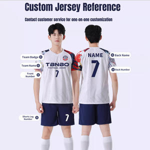 定制徽标男学生成人儿童足球服套装印有姓名号码比赛训练短袖球衣 - Product Image 2