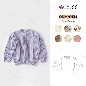 Maglioni in Cotone Biologico OEM ODM per Neonati, Pullover a Maniche Lunghe in Tinta Unita per Bambine, Maglieria per Bambini - Product Image 1