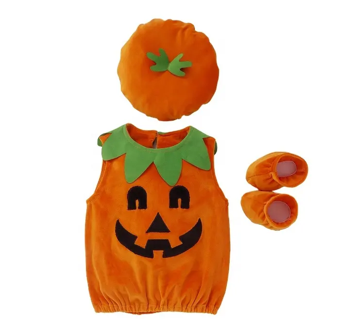 Малыш девочка мальчик Хеллоуин Тыква косплей костюм вечеринка с капюшоном комбинезоны верхняя шляпа Footgear