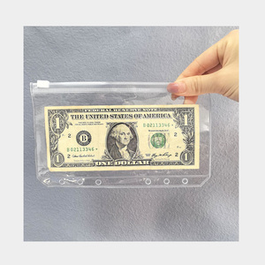 Hot bán lá lỏng lẻo 6 lỗ thư mục trong suốt tổ chức <span class=keywords><strong>Zip</strong></span> tiền mặt phong bì tiền mặt Phong Bì cho ví A6 rõ ràng tiền mặt phong bì - Product Image 1