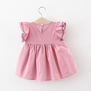 Wholesale Children Clothes New Pure Color <b>Bow</b> Fashion Summer Kids Girl <b>Red</b> Child Dress - Product Image 2