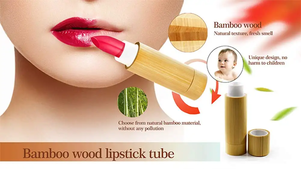 Bamboo Cosmetic Makeup Packaging Tube Natural Bamboo Lip Balm Lio Stick Tubes With Plastic Pp Tube Inner