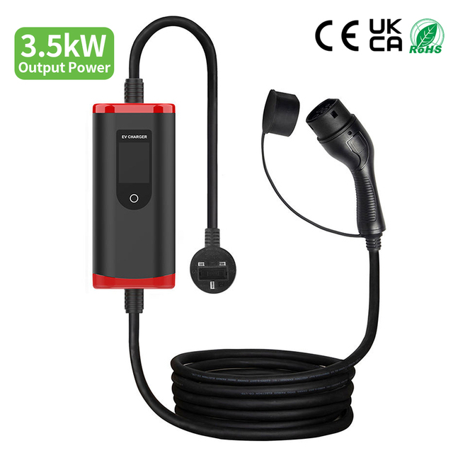 New Customized Portable Car Charging Station 3.5kW IP55 Protection 2.4'' LCD Screen Type 2 Interface TPU Cable EV Charger CE