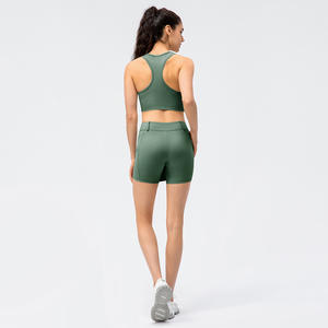 ملابس رياضية عالية الجودة لرفع المؤخرة، شورت يوجا قصير بتصميم جيب جانبي، طقم شورت يوجا من قطعتين للنساء - Product Image 5