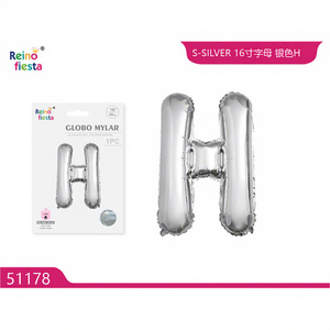 Globo de Mylar Plateado de 16 Pulgadas con la Letra H, Impresión Digital, para Decoración de Eventos y Celebraciones para Adultos - Product Image 1