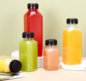 Vuông trà sữa Chai PET nhựa trong suốt chai nước giải khát với nắp cấp thực phẩm nước trái cây chai <span class=keywords><strong>120ml</strong></span> 150ml 250ml 350ml 500ml - Product Image 2