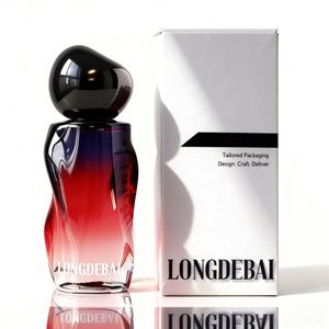 New Arrival Irregular Perfume Glass <b>Bottle</b> Empty Pump Sprayer Crimp Clear Black 50ml Perfume <b>Bottle</b> with Paper Box - Product Image 1