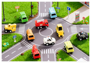 Casa de muñecas, decoración del hogar, Color rojo, teléfono, casa de <span class=keywords><strong>correo</strong></span>, camión de basura, camión de bomberos, Taxi, autobús, coche, resina, figuras 3D, juguetes para niños - Product Image 3