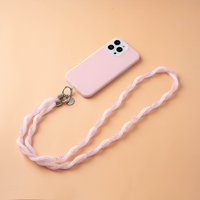Casing ponsel manik-manik buatan tangan, tali selempang desainer lucu untuk casing telepon Bahan akrilik kain Tule bahan berlian imitasi