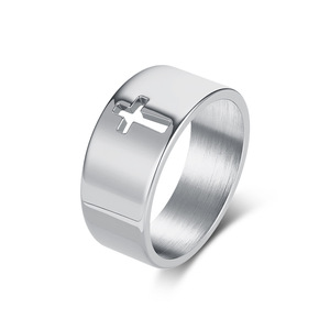 Unisex Cross <b>Ring</b> Steel Antique Silver Gold Black Minimalist Design Gift Jewelry - Product Image 5