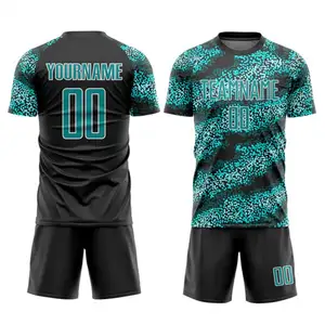 Team name numbered sports/training wearing half sleeved football jersey, with shorts