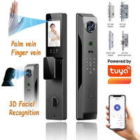 Serrure de porte intelligente WiFi Tuya avec reconnaissance faciale 3D par veine palmaire CNC, interphone vidéo, carte IC, mot de passe et empreinte digitale numérique