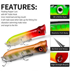 8cm 11g Topwater Angelköder Popper Lure Hardbait Schwimmende Popper Köder 10 Farben Hartköder - Product Image 2