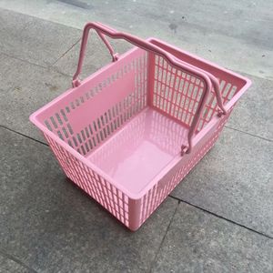 Розовая пластиковая корзина с двойной ручкой для супермаркета - Product Image 2
