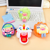 Étui pour écouteurs en peluche authentique Kepelon Meizai modèle 2025, rembourrage en coton PP, styles Danse du Lion et Maison Hantée, design Herbe de Feu