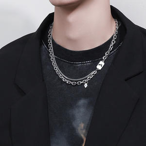 Collar de <span class=keywords><strong>doce</strong></span> constelaciones, nicho, diseño Original, tendencia de sentido, cadena de clavícula masculina, collar de cadena de acero inoxidable para hombres - Product Image 3