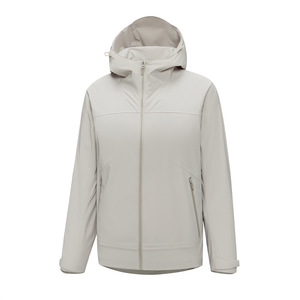 Veste coupe-vent avec capuche et doublure intérieure pour vêtements de travail d'hiver, bleu gris, couleur unie contrastée KM3 8305 - Product Image 2