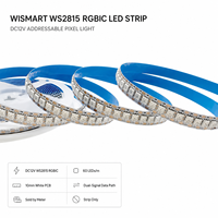 Bande LED adressable WISMART DC12V WS2815 RGBIC 60 LED/m 10mm PCB blanc avec fonction de reprise de signal double et pixels flexibles