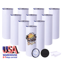 US Location RTS 20 oz Gobelets Tasses en acier inoxydable à sublimer Gobelet droit Blanc Sublimation Blanc pour tasse à café HTV