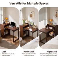 Table pliante en bois avec prise intégrée, style Mid-Century, en acier inoxydable, pour petits espaces, bureau pliable dissimulé avec rangement, pour la maison, le bureau ou la chambre