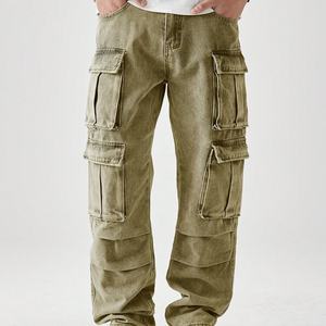 Servicio OEM Personalizado: Pantalones Cargo Retro para Hombre, Estilo Urbano, Lavados y Desgastados, Diseño Multibolsillos, Corte Holgado y Recto para Otoño - Product Image 4