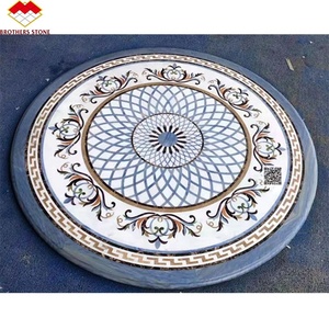 Piastrelle in Marmo Rotonde con Design Floreale a Getto d'Acqua <span class=keywords><strong>per</strong></span> Foyer di Lusso, Medaglione in Marmo Personalizzato - Product Image 5