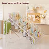 Stands display handphone akrilik multi-layer transparan, organizer pelindung handphone untuk konter toko handphone