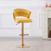 Chaise de bar pivotante inclinable de luxe moderne haut de gamme, tabouret haut réglable avec siège en cuir et pompe hydraulique pour salon commercial