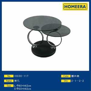 Tavolino da Caffè Homeera in Vetro Temperato, Design Moderno per Soggiorno, Trasparente Nero L:80*H42cm S:50*H42cm - Product Image 1