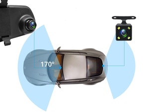 4.3 inch Full HD 1080P máy ảnh Xem phía sau gương Dash Cam ống kính kép tự động xe ghi video Camera xe ô tô xe hộp đen - Product Image 3