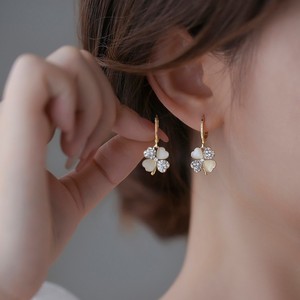 Pendientes <span class=keywords><strong>de</strong></span> Cristal con Cuatro Hojas <span class=keywords><strong>de</strong></span> Trébol, Chapados en <span class=keywords><strong>Oro</strong></span>, Estilo Coreano, Joyería <span class=keywords><strong>de</strong></span> Lujo Clásica - Product Image 4