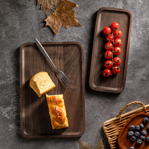 Rectangular <b>Black</b> Walnut Wood Tray For Hotel Coffee Tea Dining Western Style Square <b>Plate</b> - Product Image 1