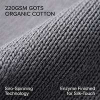 T-shirt col rond en coton biologique 220 GSM coupe ajustée avec logo personnalisé et impression en relief, style nordique minimaliste, marque privée, fabricant OEM