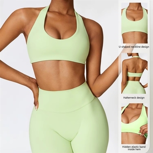Comfort Fitness Hollow Active Wear Sexy Back Custom Logo Yoga Gym Workout Top Halter Sports Running <strong>Bra</strong> for Women - Product Image 3