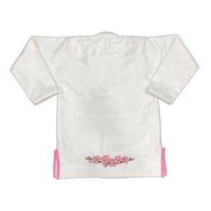Kimono de BJJ blanc avec broderie de fleurs de cerisier roses, coupe régulière, tissu tissé perlé, uniforme d'arts martiaux, service OEM ODM - Product Image 3