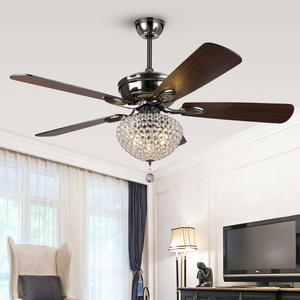 52 Inch Bắc Âu Hiện Đại Vàng Sang Trọng LED Ánh Sáng Mặt Dây Chuyền Sắt + Pha Lê Quạt Trần Với Điều Khiển Từ Xa Thiết Kế Truyền Thống - Product Image 1