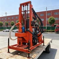 Foreuse hydraulique diesel certifiée CE ISO sur roues pour puits d'eau, machine de forage de puits jusqu'à 150 m de profondeur
