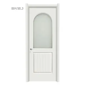 Yeni tasarım modern beyaz iç ahşap kapı cam ahşap kapı