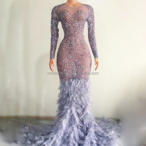 Novance-ملابس نسائية لامعة حجر الراين فساتين حفلات رسمية بأكمام طويلة وحجم كبير - Product Image 1