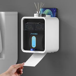 Bán Buôn 23Cm Nhựa Bền Treo Tường Hai Lớp Nhựa Lưu Trữ Giá Đen Bụi-Bằng Chứng Bìa Cho Nhà Vệ Sinh Kệ Mô Hộp - Product Image 4