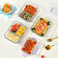 Boîte à lunch en verre sans BPA, boîte à bento, étanche et résistante au four/au congélateur, contenants pour la préparation des repas