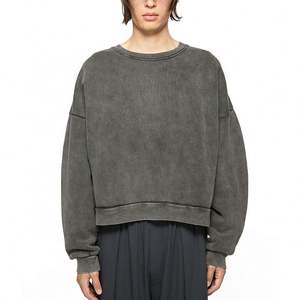 Sudadera de cuello redondo de gran tamaño Vintage Boxy personalizada para hombre, 100% de algodón, estilo informal teñido liso para temporada de otoño - Product Image 3