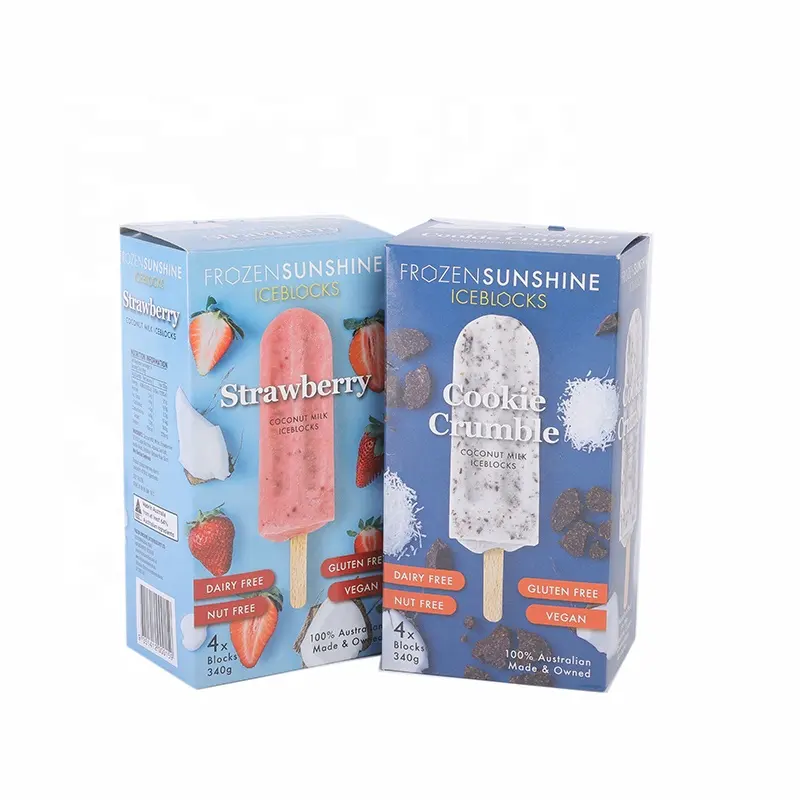 Hochwertige benutzer definierte farbige Eis am Stiel Versand box Luxus Elfenbein Pappe Ice Lolly Verpackungs box