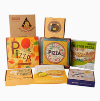 Boîte à pizza carrée jetable en carton ondulé à trois couches, imprimée sur mesure, avec poignée, plusieurs tailles disponibles, logo personnalisé, impression offset