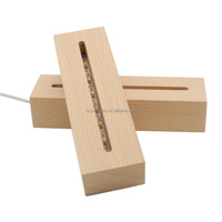 Base d'affichage de lumière LED en bois de noyer acrylique 3D de vente chaude support de veilleuse blanc chaud avec support de lampe en chêne USB pour un usage domestique
